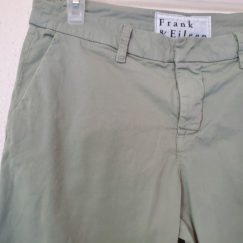 Frank & Eileen Wicklow Italian Cotton Chino Pants Green Size 6 Cropped Raw Hem - Picture 5 of 16